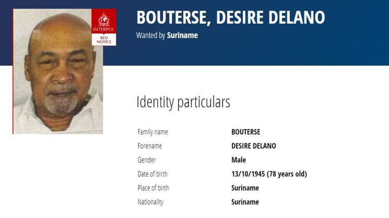 Interpol zet Desi Bouterse op de lijst na veroordeling Decembermoorden